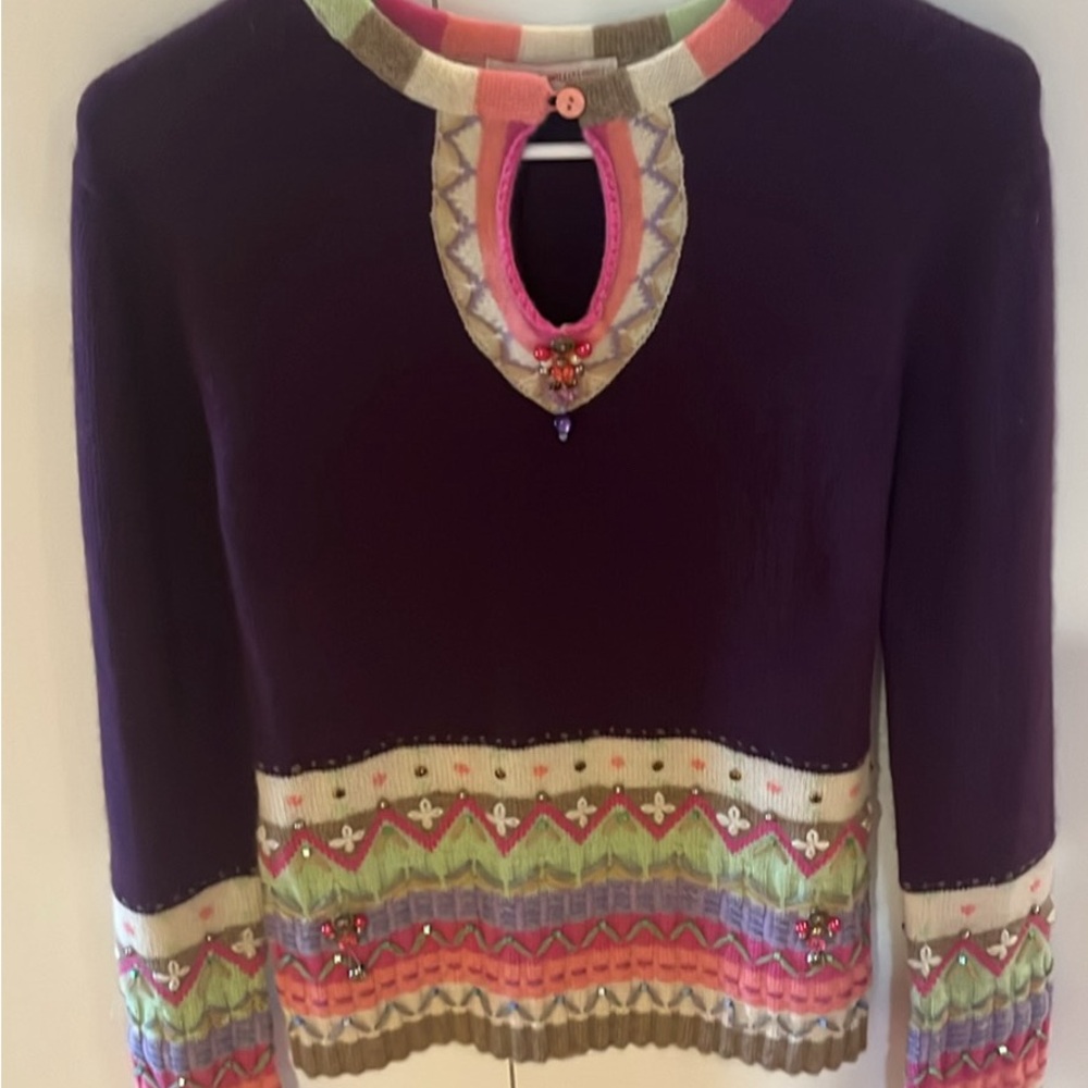 Rare Matthew Williamson cashmere sweater embellished comfy gorgeous sz 8
